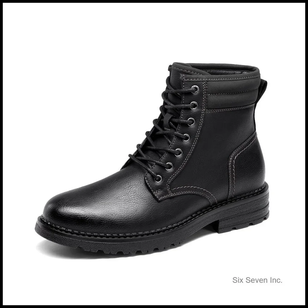 Men's Lace Up Oxford Boots Rugged Lug Sole Cushioned Comfort Casual Street Style